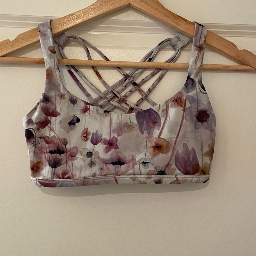 Floral Lululemon Sports Bra with Crisscross Back